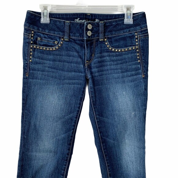 American Eagle Jeans Women Size 4 Stretch Artist Straight Leg Low Rise - Picture 2 of 12